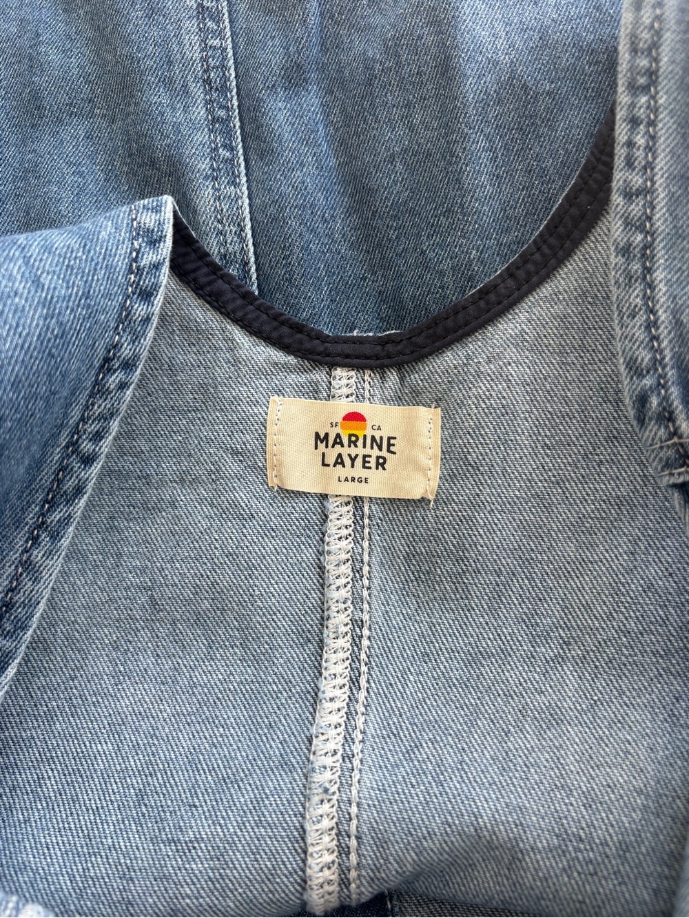 Marine Layer Blue Denim Button-Front Mini Dress - Picture 7 of 11